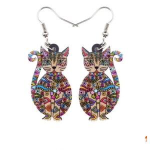 Mosaic Cat Earrings
